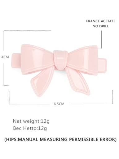 Pink Small Cellulose Acetate Minimalist Bowknot Hair Barrette
