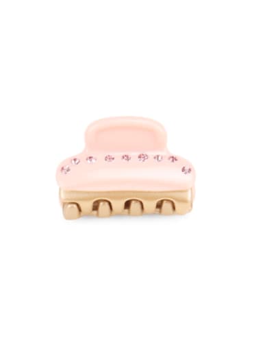 Solid Pink Cellulose Acetate Minimalist Geometric Rhinestone Jaw Hair Claw