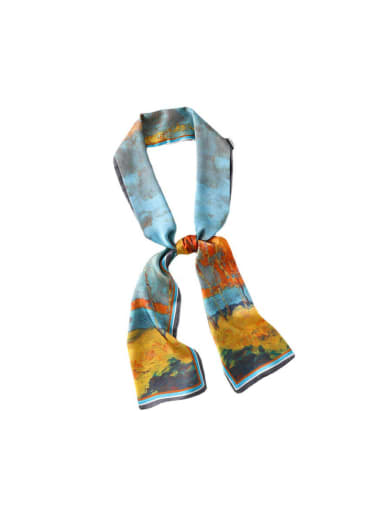 Women Spring Polyester painting 15*150cm  Rectangle Scarf