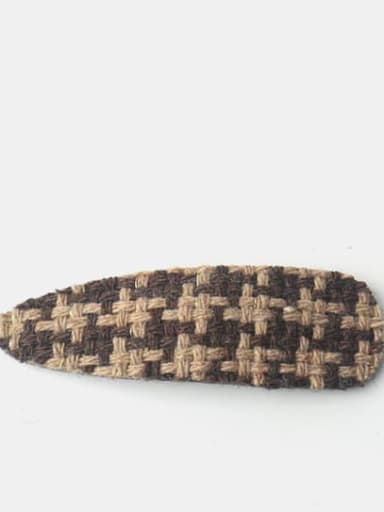 Brown Plaid Drop Hairpin Polyester Classic Geometric Alloy Hair Barrette