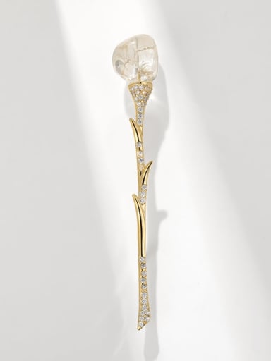 custom Brass Crystal Flower Vintage Brooch