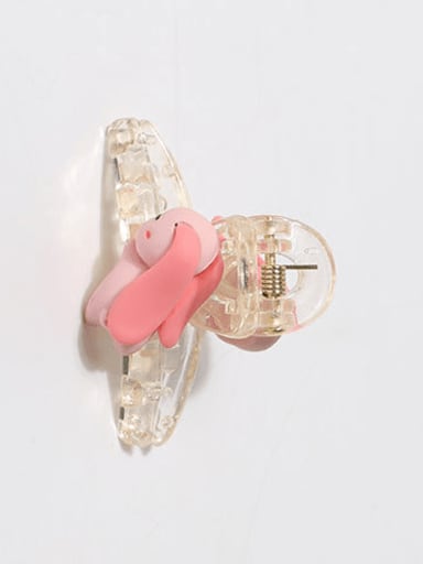 Pink rabbit grip 26x45mm Plastic Cute Animal Jaw Hair Claw
