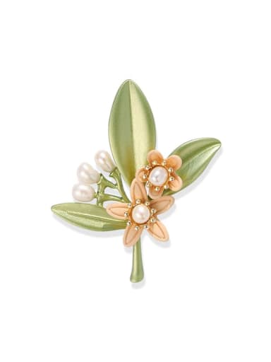 Alloy Imitation Pearl Enamel Flower Trend Brooch