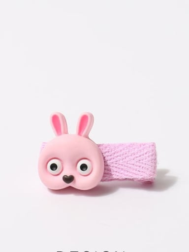 Pink Rabbit Plastic Cute Animal Alloy Hair Barrette