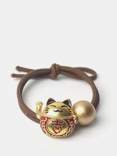 Bright gold Fortune Cat scrub beads Alloy Cute Bright Gold Fortune Cat Scrub Beads Hair Rope