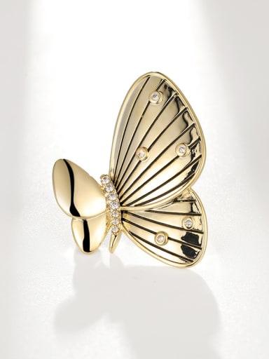 Golden Butterfly Brass Cubic Zirconia Butterfly Minimalist Brooch
