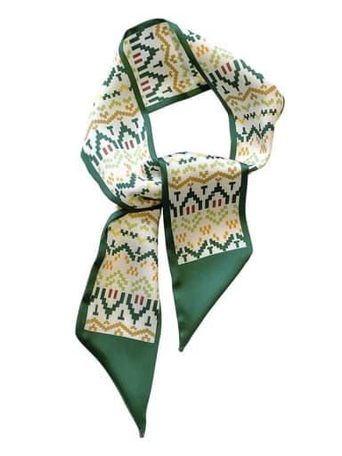Women Spring satin  Green is a small fresh literature and art 88*7cm Plaid Scarves/Multi-Color Optional