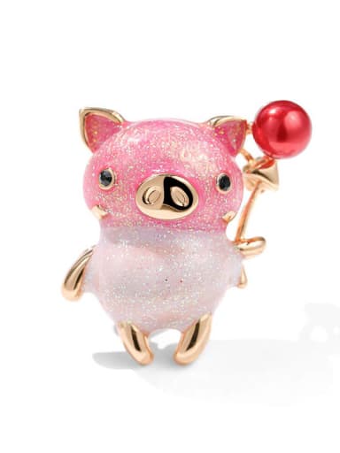 Alloy Imitation Pearl Enamel Pig Cute Brooch