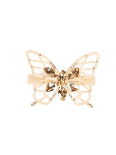 Champagne Cellulose Acetate Minimalist Hollow Butterfly Alloy Cubic Zirconia Hair Barrette