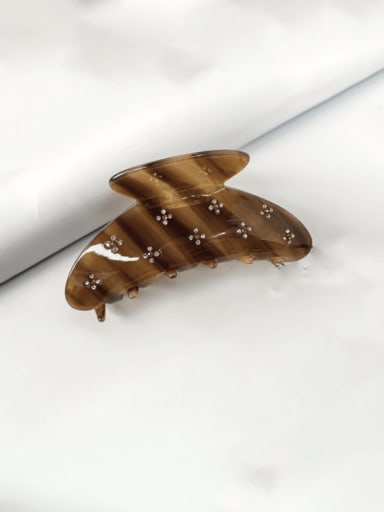 Striped coffee half round 11CM Cellulose Acetate Trend Geometric Alloy Jaw Hair Claw