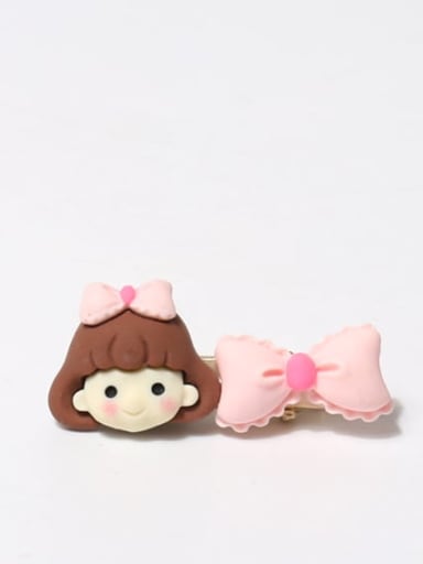 Pink bow girl Plastic Cute cartoon princess bow Hair Barrette