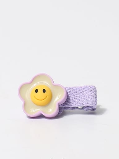 Purple flower smiling face 20x38mm Plastic Cute Friut Hair Barrette