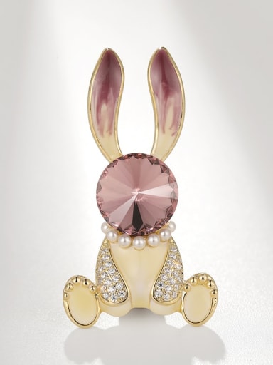 Brass Austrian Crystal Rabbit Cute Brooch