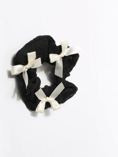 White bow and black bowel ring Fabric Cute Little fresh girl bow Hair Rope
