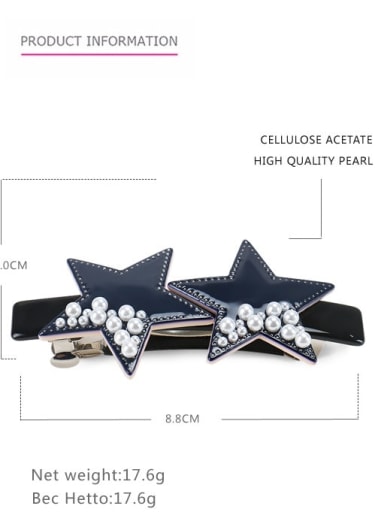 navy blue Cellulose Acetate Dainty Star Imitation Pearl Hair Barrette