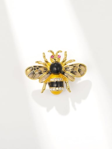 custom Alloy Cubic Zirconia Enamel Bee Dainty Brooch