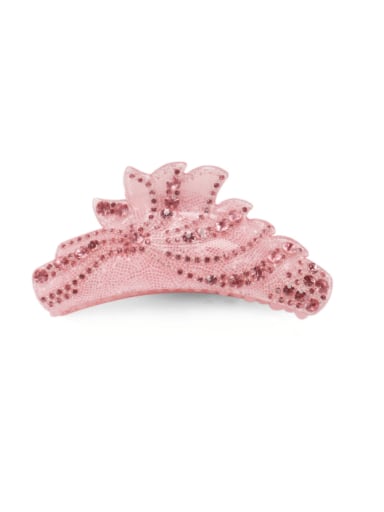 Pink Acrylic Minimalist Flower Alloy Rhinestone Jaw Hair Claw