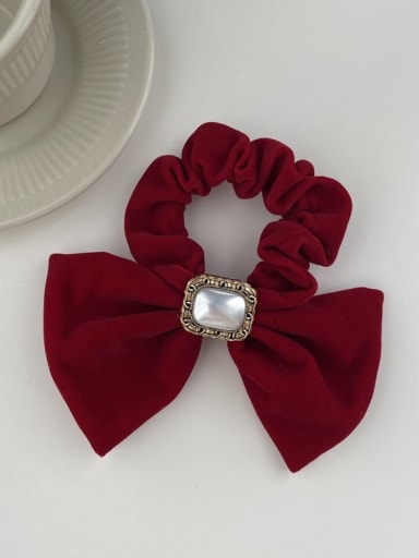 Exquisite  velvet Bow Pearl Hair Clip/New Year Red