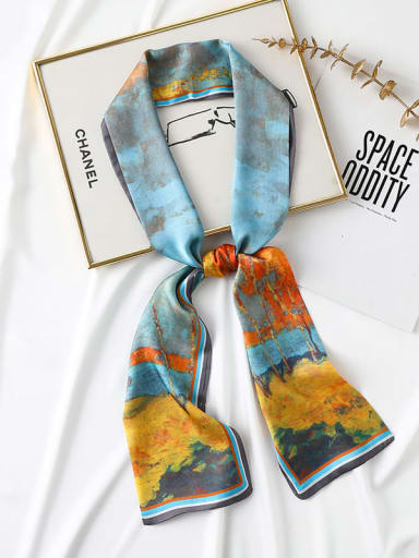 Women Spring Polyester painting 15*150cm  Rectangle Scarf