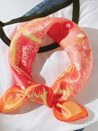 100% Silk+Flower print+53*53cm Small Square Silk Scarf/Multi-Color Optional