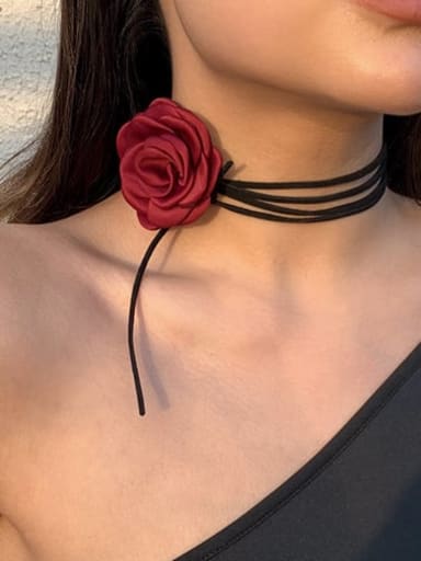 custom Multi Color Velvet Flower Minimalist Necklace