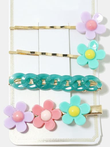 custom Cute A set of 4 acrylic chain  alloy flower hairpin