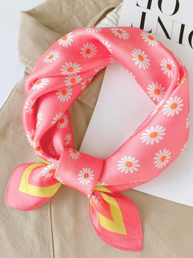 Women Spring 100% Silk Floral 53*53cm Square Scarf