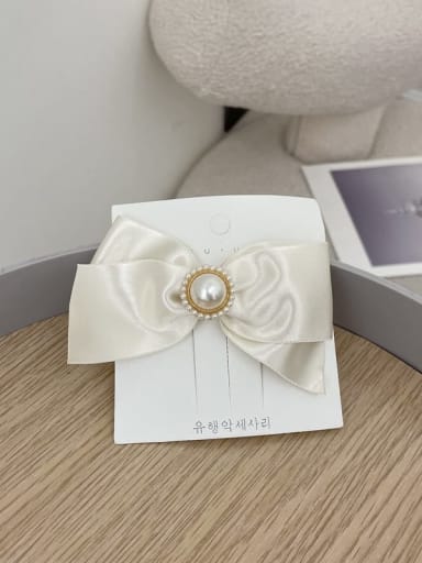 B white pearl Bow Clip Dainty ribbon white fragrance Hair Barrette/Multi-Color Optional