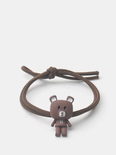 Alloy Enamel Cute Brown Square Faced Bear  Hair Rope