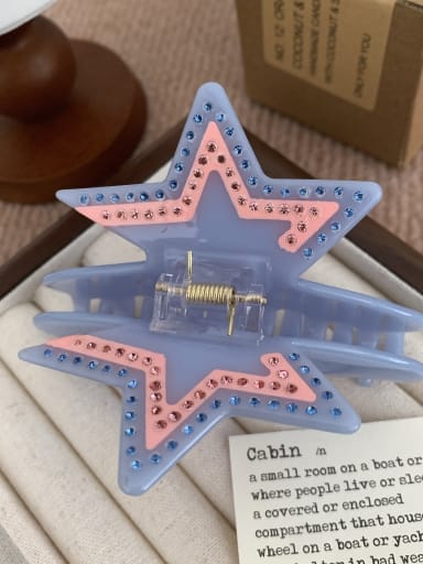 2 Blue stars Cellulose Acetate Trend Star Alloy Multi Color Jaw Hair Claw