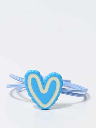 Sky Blue White Border Love Plastic Cute Heart Hair Rope