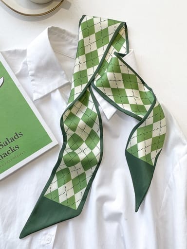 Women Spring satin  Green is a small fresh literature and art 88*7cm Plaid Scarves/Multi-Color Optional