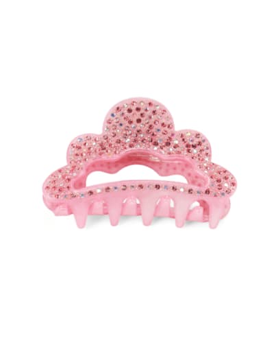 Pink Acrylic Minimalist Crown Alloy Rhinestone Multi Color Jaw Hair Claw