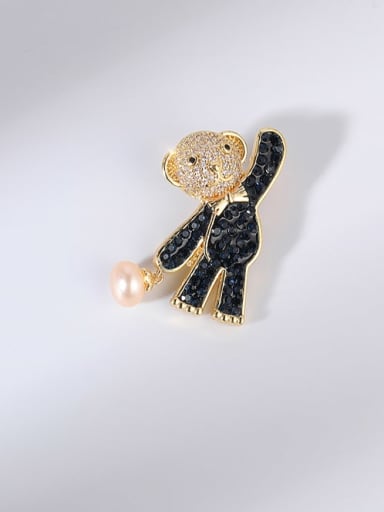 custom Brass Rhinestone Bear Cute Brooch