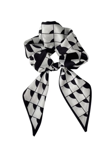 Vintage satin Black and white geometric pattern streamers Hair Barrette/Multi-Color Optional