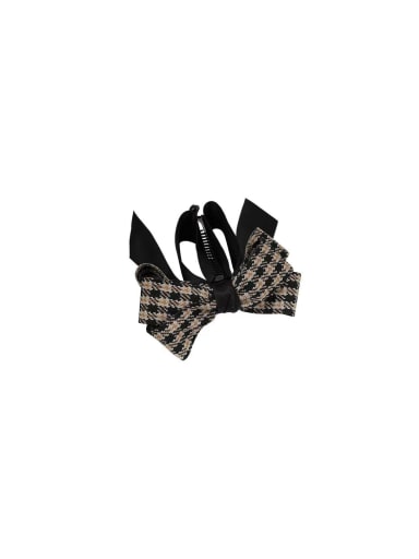 Fabric Vintage Multilayer houndstooth preppy bow Hair Barrette