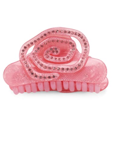 Pink Acrylic Minimalist Flower Alloy Rhinestone Jaw Hair Claw