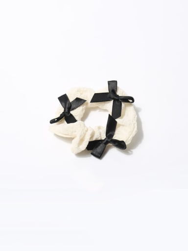 Black bow Beige sausage ring Fabric Cute Little fresh girl bow Hair Rope