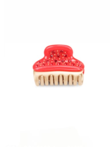 Chinese Red Cellulose Acetate Minimalist Alloy Rhinestone Jaw Hair Claw
