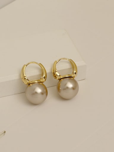 14K champagne imitation pearl Copper Alloy Imitation Pearl Geometric Trend Korean Fashion Earring