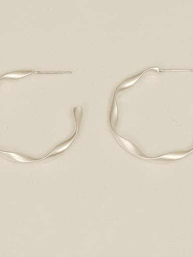 Matte silver 006 Copper Alloy Round Minimalist Stud Trend Korean Fashion Earring