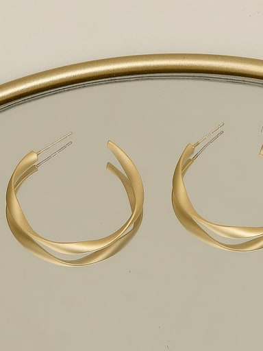 Matte Gold 006-2 Copper Alloy Round Minimalist Stud Trend Korean Fashion Earring