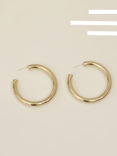 14k Gold Plating [large] Copper Alloy Round Minimalist Hoop Trend Korean Fashion Earring