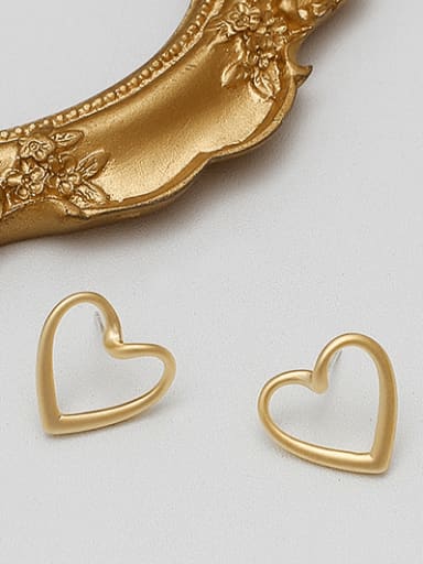 Matte copper plating Copper Alloy Heart Trend Korean Fashion Earring
