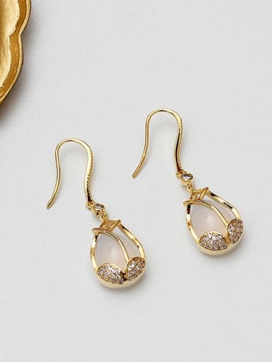 14K gold rice white electroplating Copper Alloy Water Drop Trend Korean Fashion Earring