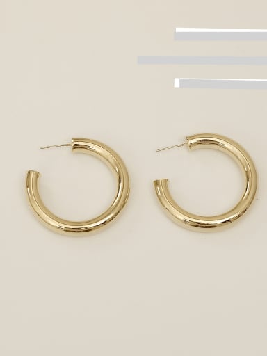 14k Gold Plating [medium] Copper Alloy Round Minimalist Hoop Trend Korean Fashion Earring