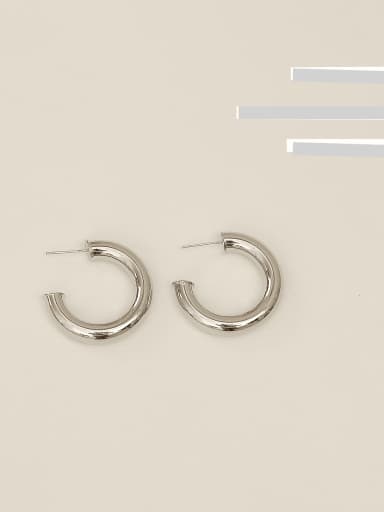 White K [small] Copper Alloy Round Minimalist Hoop Trend Korean Fashion Earring