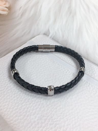 Stainless steel Leather Irregular Trend Woven Bracelet
