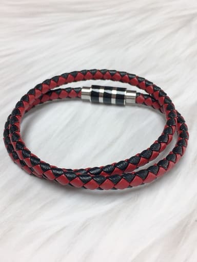 Stainless steel Leather Round Trend Bracelet