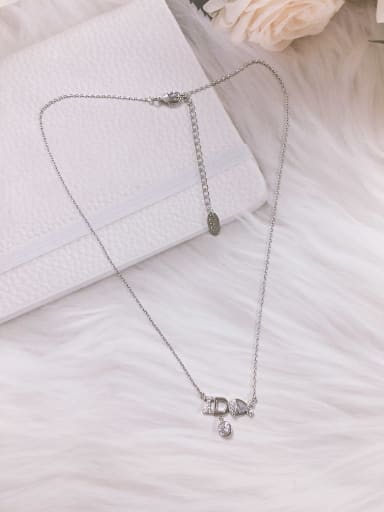 White Cubic Zirconia Mermaid Dainty Initials Necklace